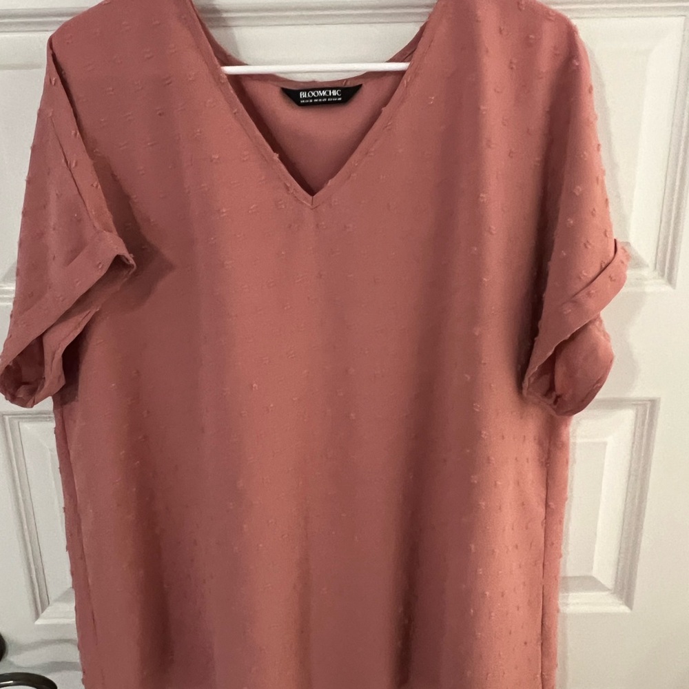 BloomChic Dusty Rose Textured Blouse